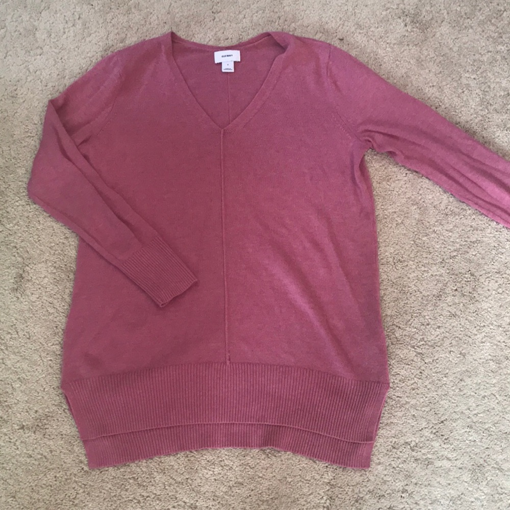 Rose colored tunic length sweater